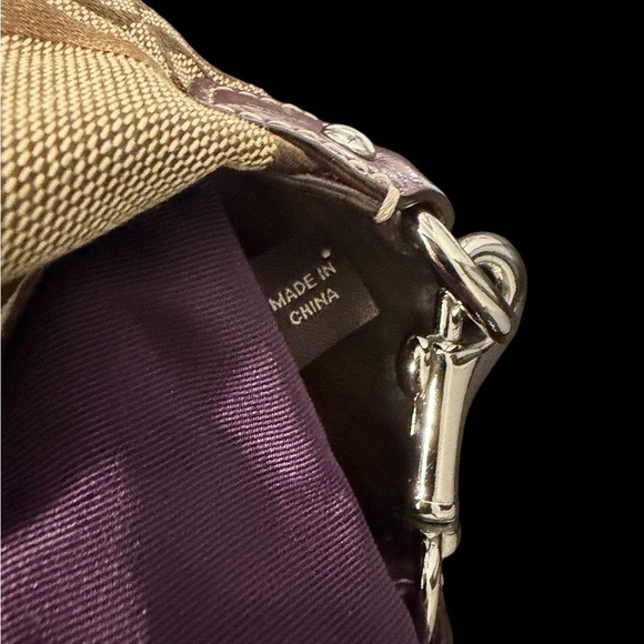 Coach Signature Demi Shoulder Bag Khaki Brown Patent Trim Baguette (A459) - Picture 9 of 9